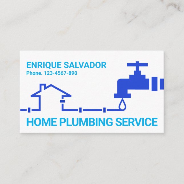 Creative Blue Home Faucet Pipeline Business Card (Front)