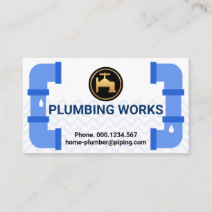 Creative Blue Leaking Plumbing Pipe Business Card