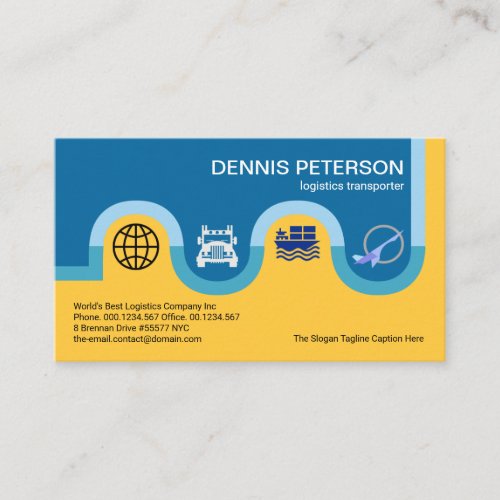 Creative Blue Logistics Road Map Transport Icons Business Card