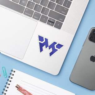 Creative Blue Modern and Minimal Letter W Monogram Sticker