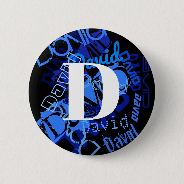 Creative Blue Monogram Button (Front)