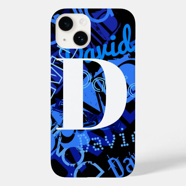 Creative Blue Monogram Case-Mate iPhone Case (Back)