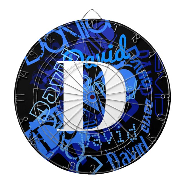 Creative Blue Monogram Dart Board (Front)