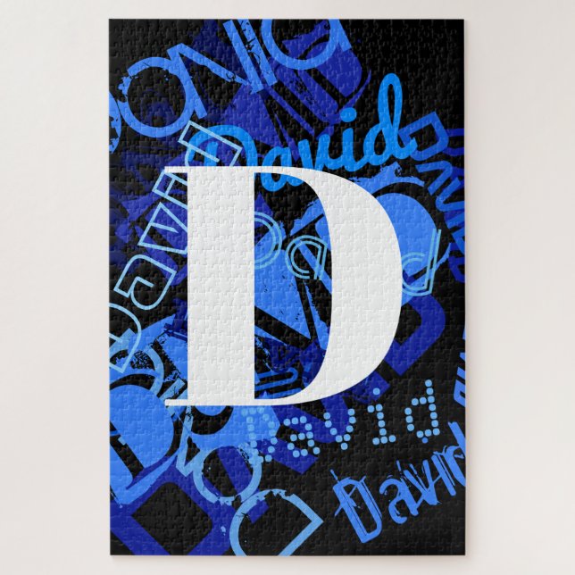 Creative Blue Monogram Jigsaw Puzzle (Vertical)