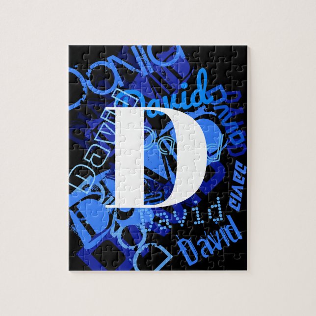 Creative Blue Monogram Jigsaw Puzzle (Vertical)