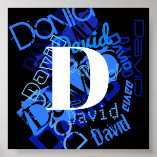 Creative Blue Monogram Poster