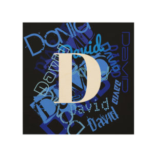 Creative Blue Monogram Wood Wall Art