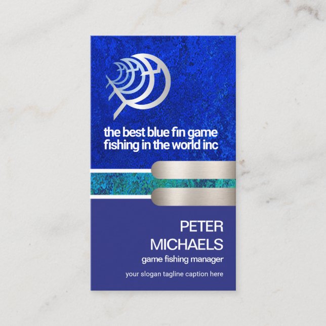 Creative Blue Ocean Water Levels Game Fishing Business Card (Front)