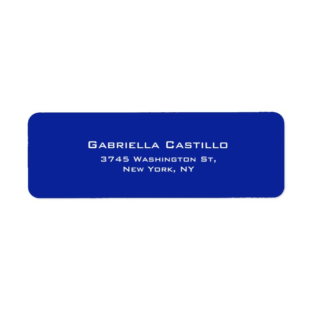 Creative Blue Plain Elegant Simple Minimalist Label (Front)