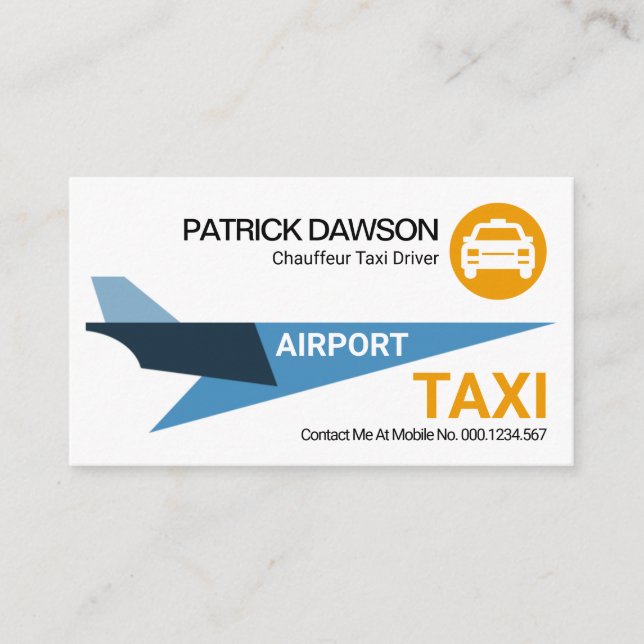 Creative Blue Sky Jet Airplane Airport Taxi Business Card (Front)