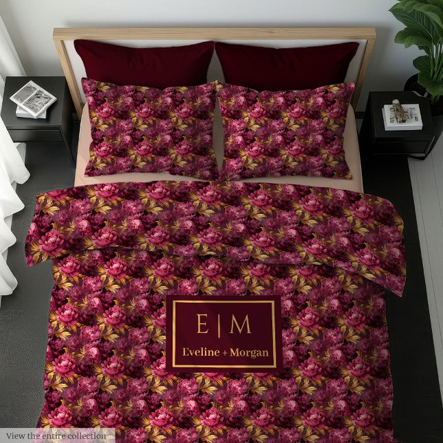Creative Blush Burgundy Gold Personalized Bedding  Duvet Cover (Creative Blush Burgundy Gold Personalized Bedding Duvet Cover)