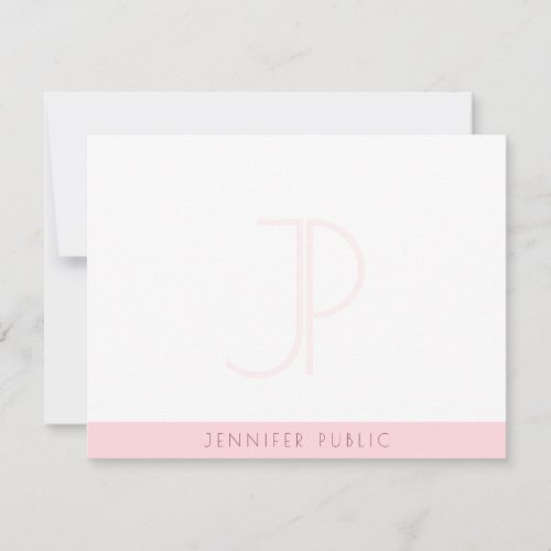 Creative Blush Pink Monogram Modern Minimalist Note Card