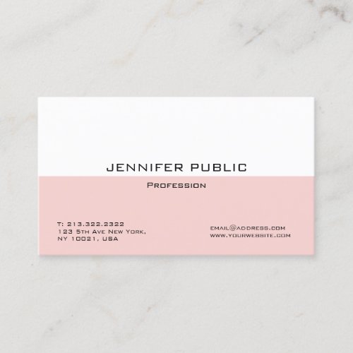 Creative Blush Pink White Modern Elegant Template Business Card
