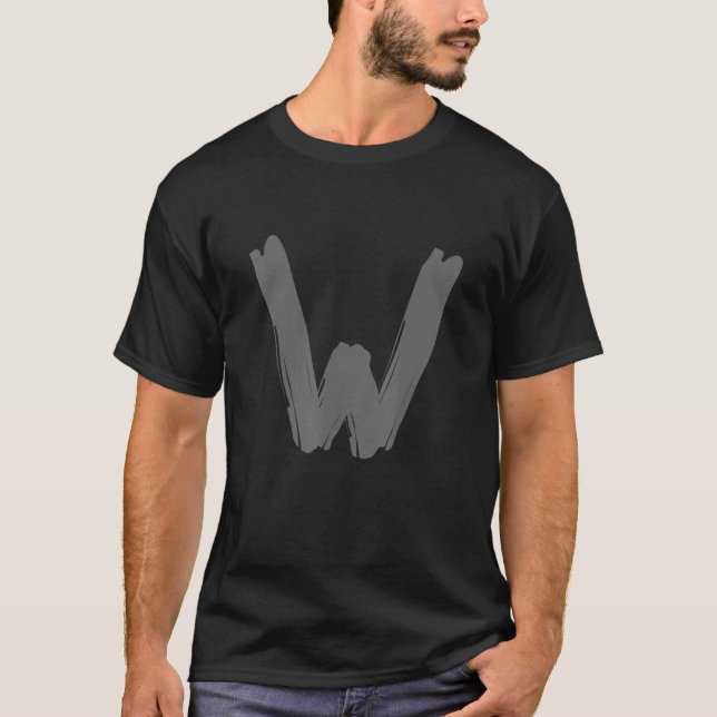 Creative Bold Dark Grey Letter W - Alphabet - Mark T-Shirt (Front)