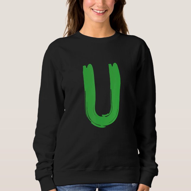 Creative Bold Green Letter U - Design Alphabet - M Sweatshirt (Front)