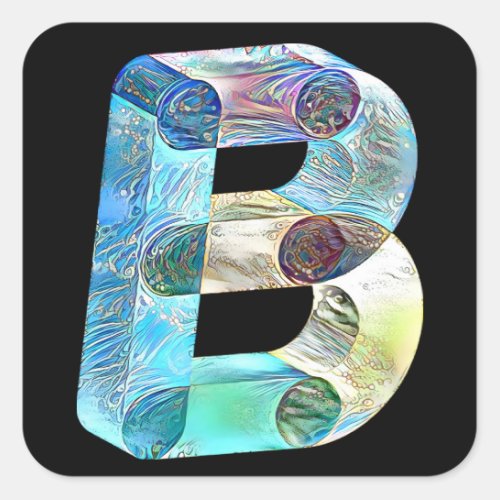 Creative Bold Letter B Initial Monogram   Square Sticker