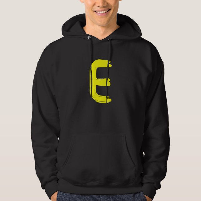 Creative Bold Yellow Letter E - Design Alphabet -  Hoodie (Front)