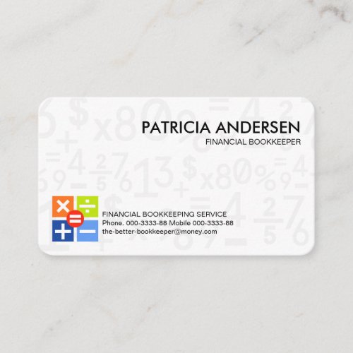 Creative Bookkeeping Number Symbols Business Card