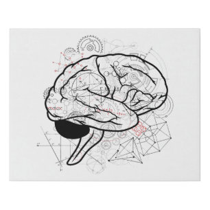 Creative Brain Artwork With Science Theme Faux Canvas Print