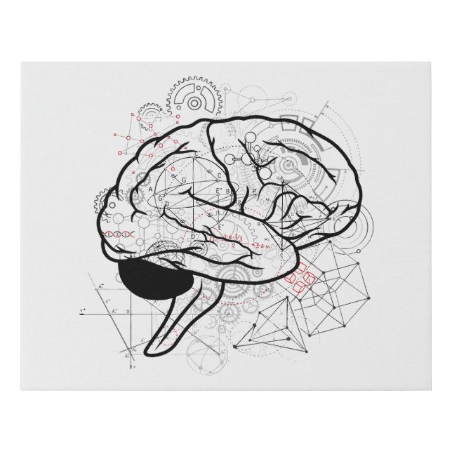 Creative Brain Artwork With Science Theme Faux Canvas Print (Front)