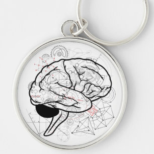 Creative Brain Artwork With Science Theme Keychain