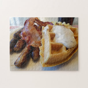Creative breakfast bacon waffle jigsaw puzzle