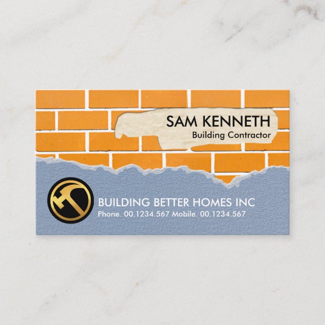 Creative Brick Plastering Works Construction Business Card (Front)