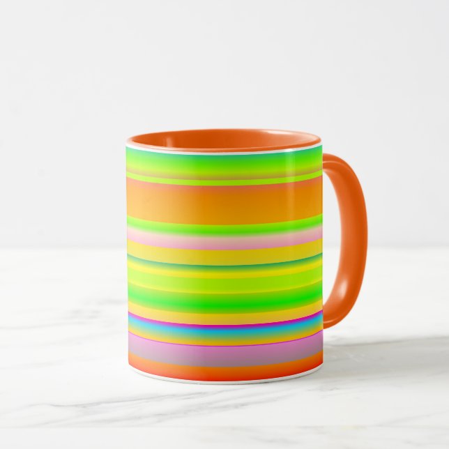 Creative bright multicolor artsy striped mug (Front Right)