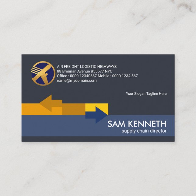 Creative Brown Arrow Highway Air Freight Business Card (Front)