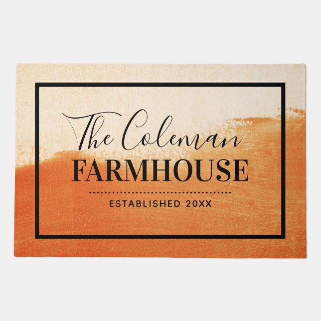 Creative Brown Modern Farmhouse Family Monogram Doormat (Front)