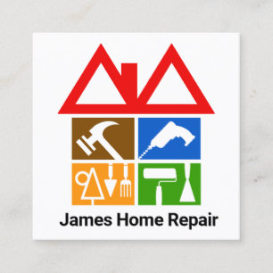 Creative Building Rooftop Handy Works Square Business Card