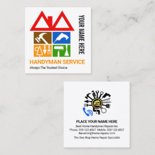 Creative Building Rooftop Handy Works Square Business Card