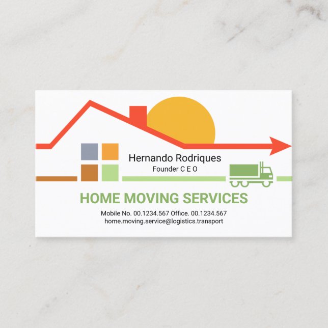 Creative Building Rooftop Home Moving Service Business Card (Front)