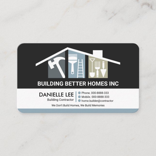 Creative Building Rooftop Professional Builder Business Card (Front)
