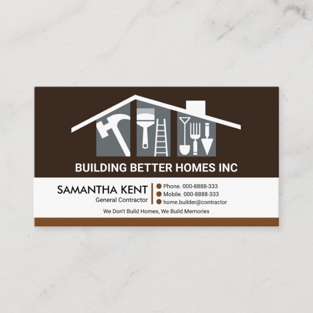 Creative Building Rooftop Professional Contractor Business Card (Front)