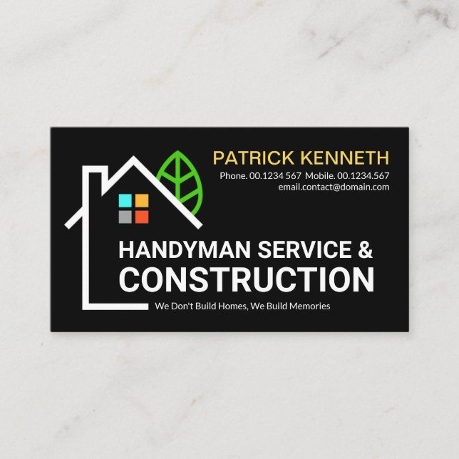 Creative Building Structure Roofing Contractor Business Card (Front)