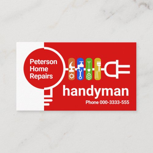 Creative Bulb Plug Silhouette Handyman Business Card