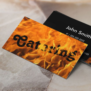 Creative Burning Fire Typography Catering  Business Card