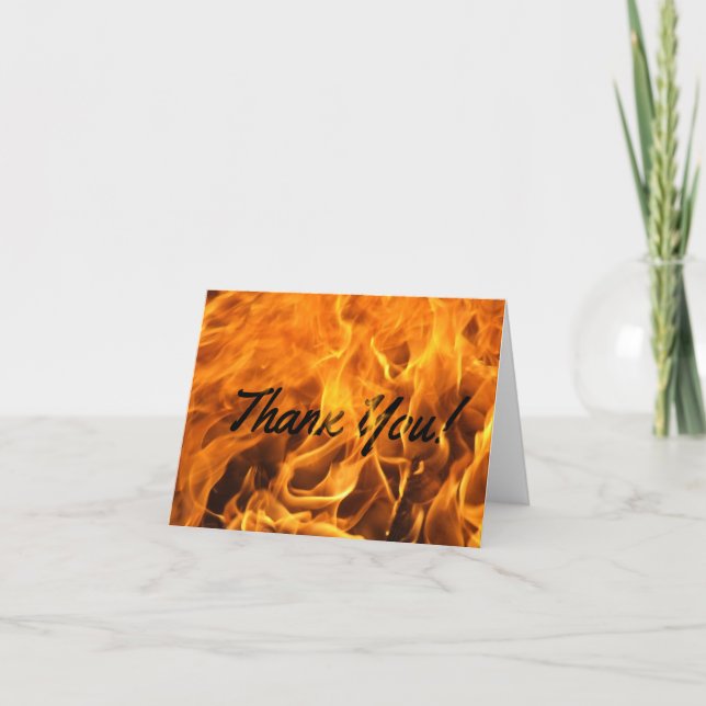 Creative Burning Fire Typography Thank You Card (Front)
