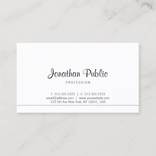 Creative Calligraphed Design Trendy Minimalistic Business Card