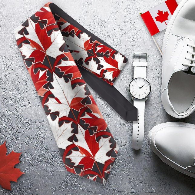 Creative Canadian Maple Leaf Pattern ID1072 Neck Tie (Creator Uploaded)