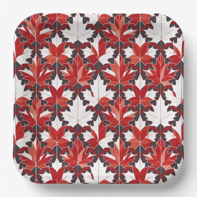 Creative Canadian Maple Leaf Pattern ID1072 Paper Plates (Front)
