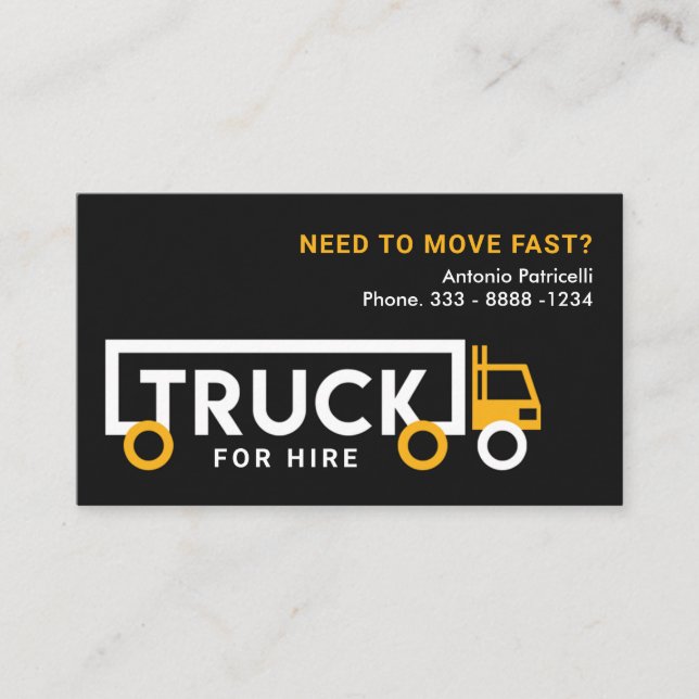 Creative Cargo TRUCK For Hire Business Card (Front)