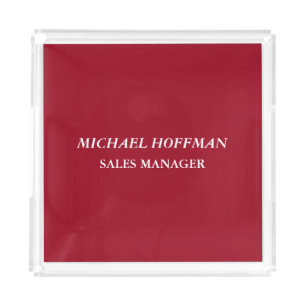 Creative Carmine Red Minimalist Classical Italic Acrylic Tray