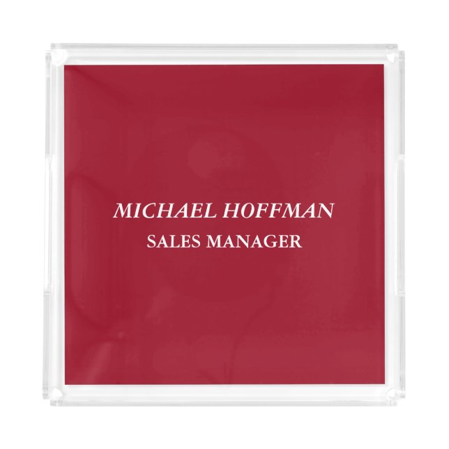 Creative Carmine Red Minimalist Classical Italic Acrylic Tray (Front)