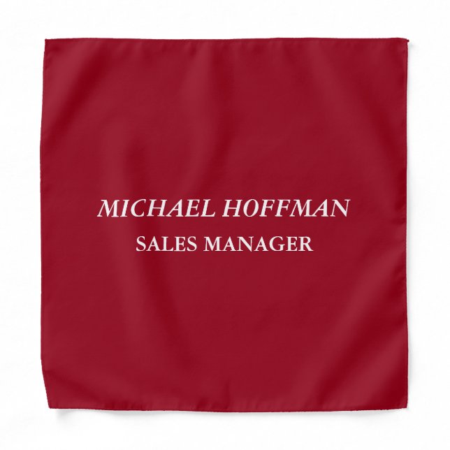 Creative Carmine Red Minimalist Classical Italic Bandana (Front)