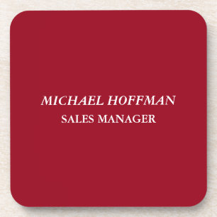 Creative Carmine Red Minimalist Classical Italic Beverage Coaster