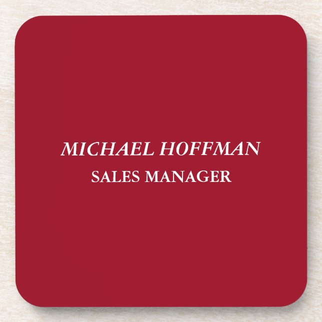 Creative Carmine Red Minimalist Classical Italic Beverage Coaster (Front)