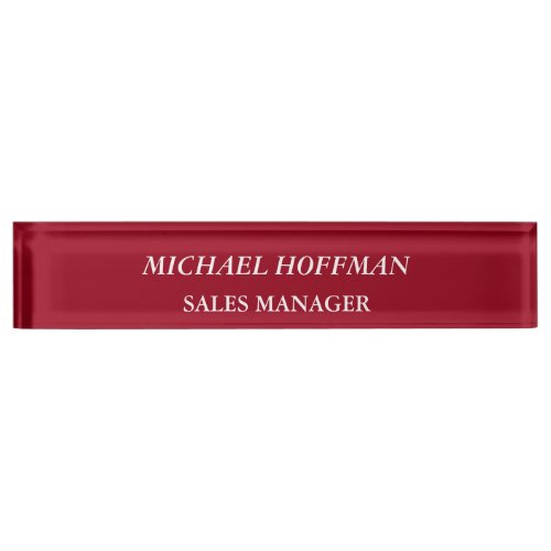 Creative Carmine Red Minimalist Classical Italic Desk Name Plate