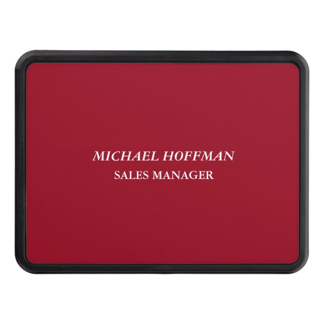 Creative Carmine Red Minimalist Classical Italic Hitch Cover (Front)